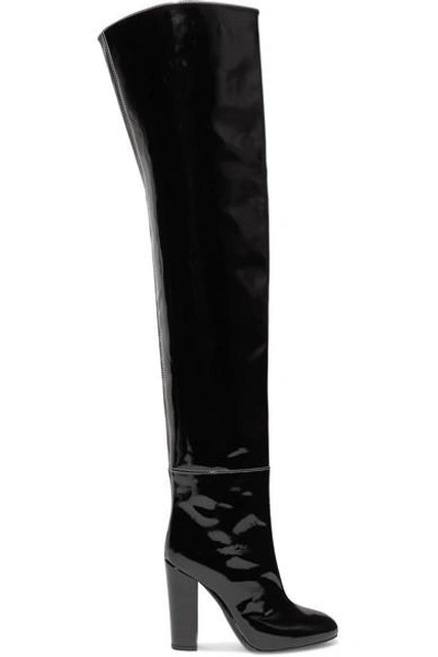 Shop Giambattista Valli Lepanto Glossed-leather Over-the-knee Boots In Black