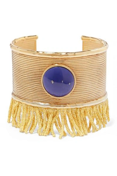 Shop Aurelie Bidermann Azzura Gold-plated Resin Cuff In Blue