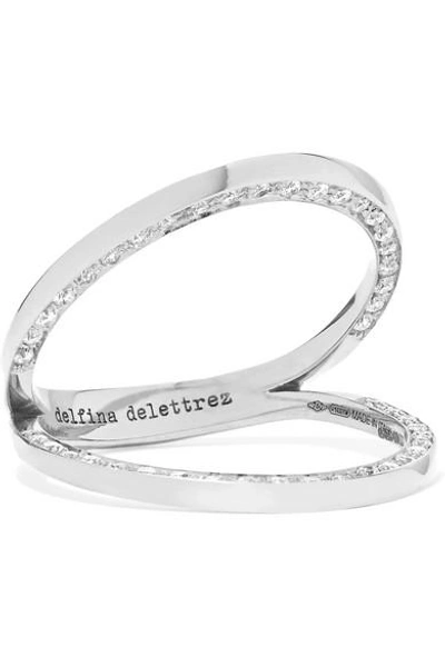 Shop Delfina Delettrez 18-karat White Gold Diamond Ring In Silver