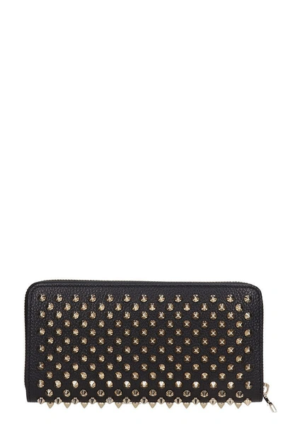 Shop Christian Louboutin Panettone Wallet With Golden Studs In Black