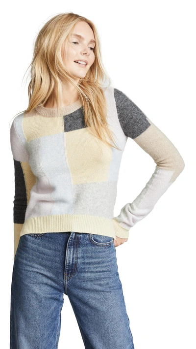 Shop Adam Lippes Cashmere Patchwork Sweater In Plaid Multi