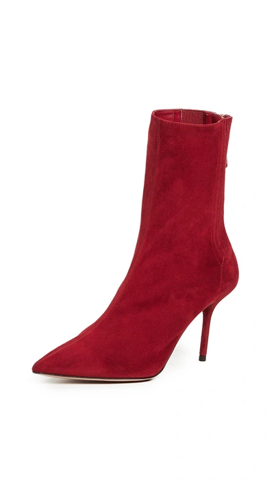 Shop Aquazzura Saint Honore 85 Booties In Granata Red