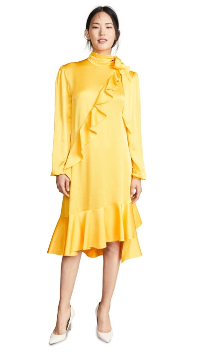 Shop Marianna Senchina Midi Turtleneck Dress In Yellow
