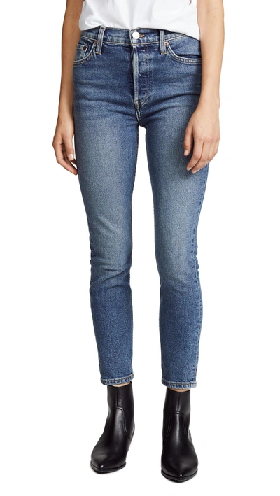 Shop Re/done High Rise Ankle Crop Jeans In Mid '80s