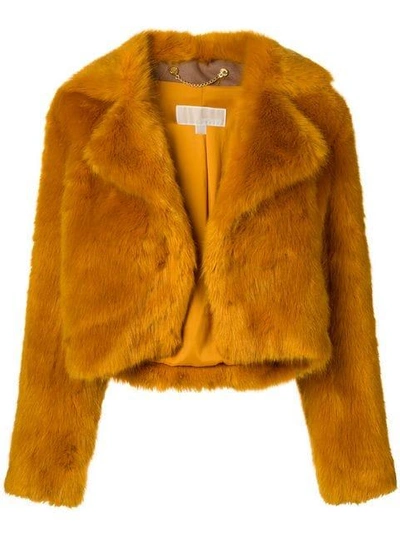 Michael Michael Kors Cropped Faux-fur Jacket - Orange