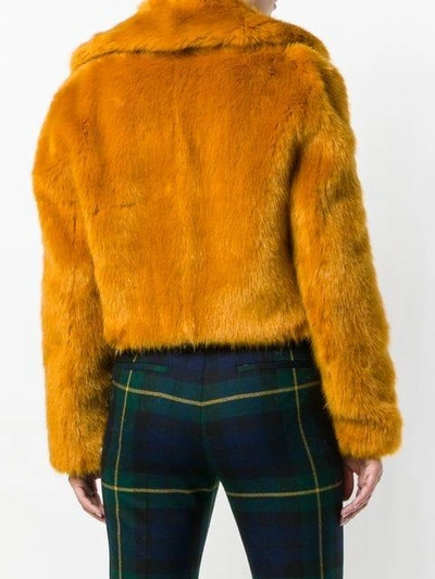 Shop Michael Michael Kors Cropped Faux-fur Jacket - Orange