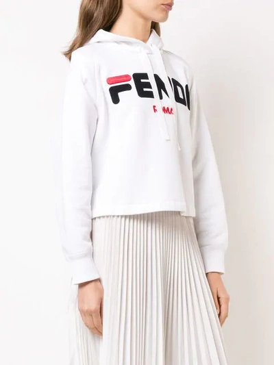 Shop Fendi Cropped Hoodie - White