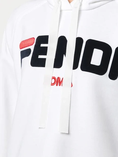 Shop Fendi Cropped Hoodie - White