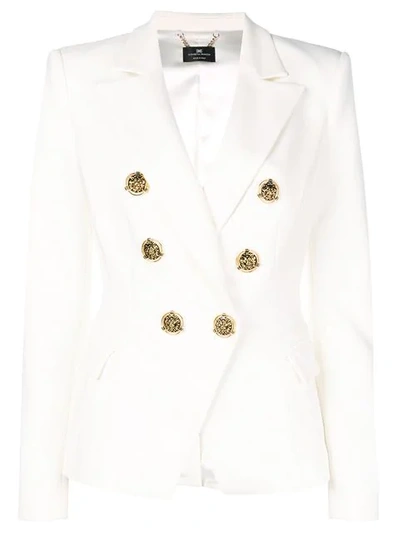 Shop Elisabetta Franchi Double Buttoned Jacket In White