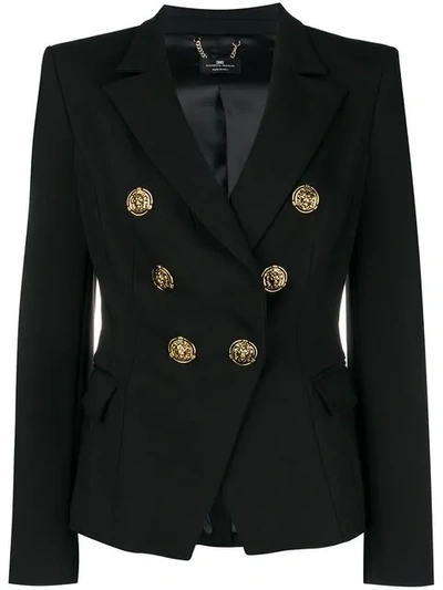 Shop Elisabetta Franchi Double Breasted Blazer In Black