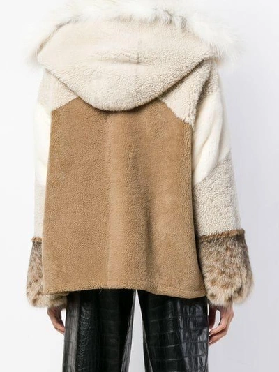 Shop Yves Salomon Panelled Fur Jacket In White