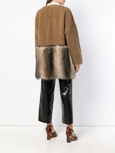 Shop Yves Salomon Panelled Fur Coat In  A0914 Nuance Creme