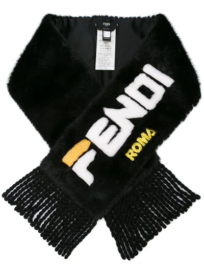 Shop Fendi Fur Scarf In Black