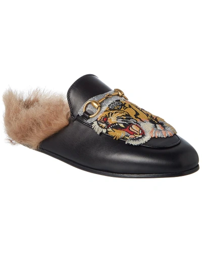 Shop Gucci Princetown Embroidered Leather Slipper In Nocolor