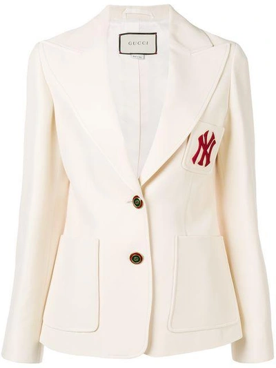 Shop Gucci Ny Yankees™ Patch Blazer In White