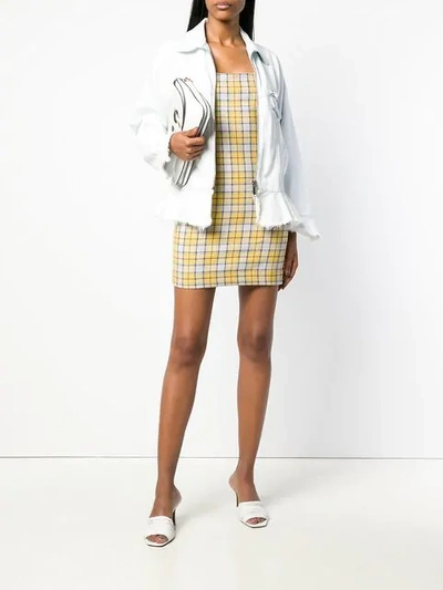 Shop Miaou Short Check Fitted Dress In Yellow