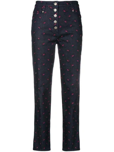 Shop Miaou Rose Embroidered Flared Jeans - Blue