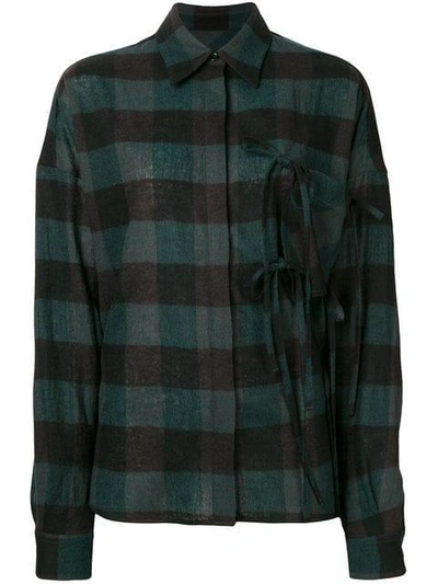 Shop Mm6 Maison Margiela Oversized Checked Shirt In Green