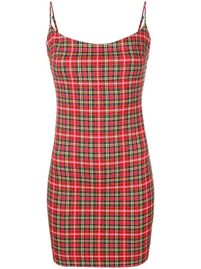 Shop Miaou Short Check Fitted Dress - Red