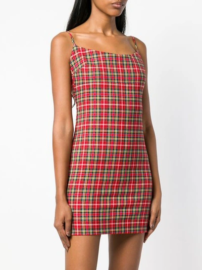 Shop Miaou Short Check Fitted Dress - Red