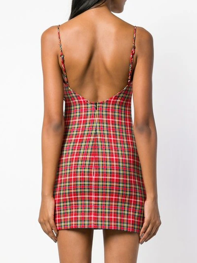 Shop Miaou Short Check Fitted Dress - Red