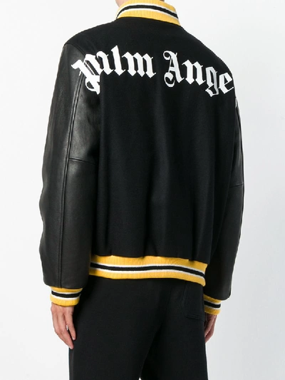 Shop Palm Angels Stripe Detail Bomber Jacket - Black