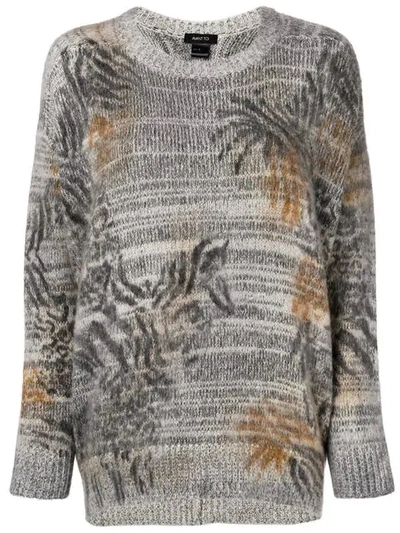 Shop Avant Toi Melange Drop Shoulder Sweater In Grey