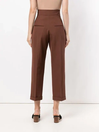 Shop Jacquemus Cropped High Waisted Trousers - Brown
