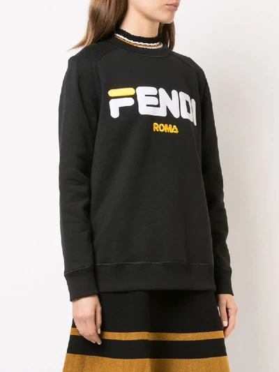 Shop Fendi Logo Print Jumper In Black