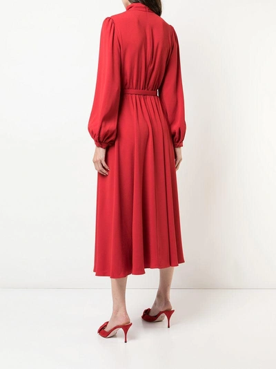 Shop Co Bow Tie Neck Dress In Red