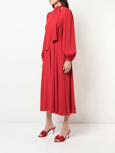 Shop Co Bow Tie Neck Dress In Red