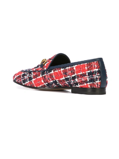 Shop Gucci Jordaan Tweed Check Loafers - Blue
