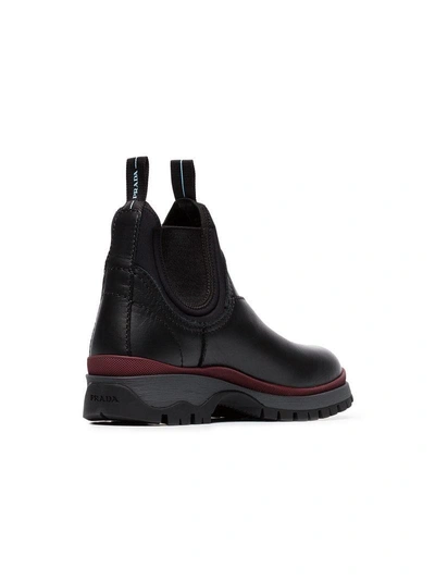 Shop Prada Black 30 Chunky Leather Chelsea Boots