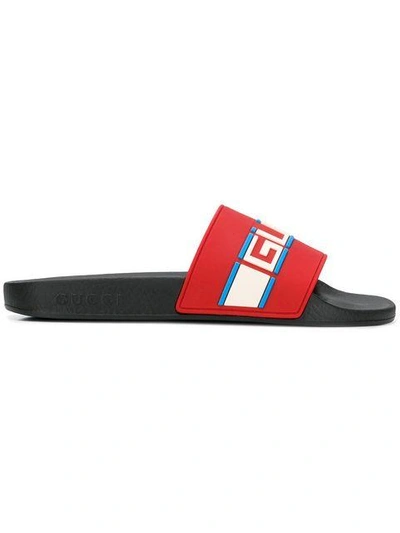 Shop Gucci Stripe Slides - Red
