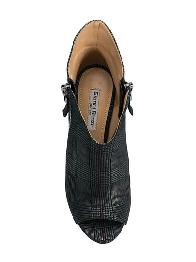Shop Gianni Renzi Plaid Peep Toe Boots In Grey