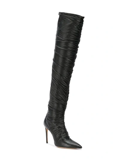 Shop Alexandre Birman Knee-length Ruched Boots In Black