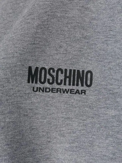 Shop Moschino Logo Hem Hoodie Dress In Grey