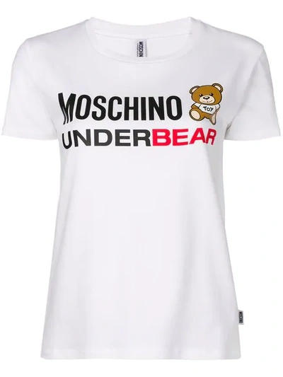Shop Moschino Underbear Logo Print T-shirt - White