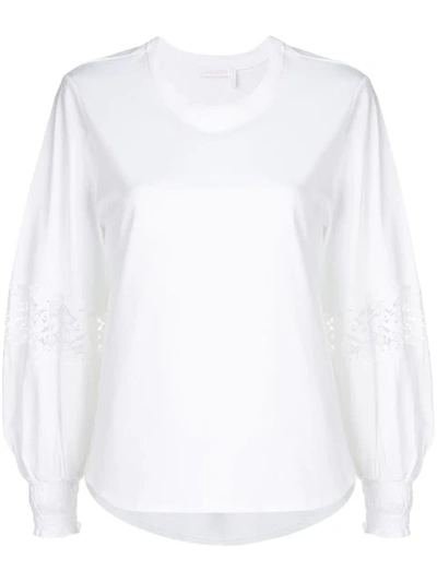 Shop See By Chloé Lace Insert Balloon Sleeve Blouse - White