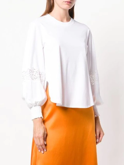 Shop See By Chloé Lace Insert Balloon Sleeve Blouse - White