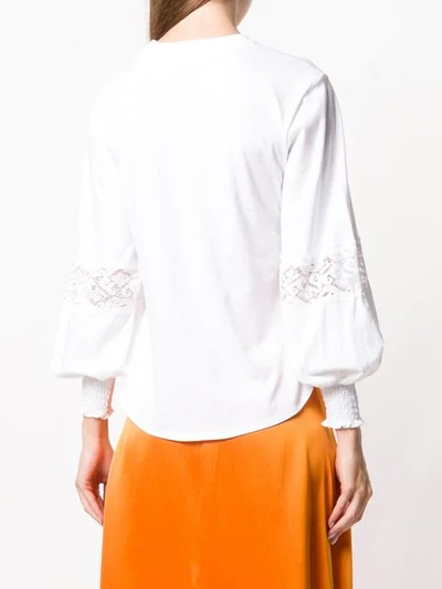 Shop See By Chloé Lace Insert Balloon Sleeve Blouse - White