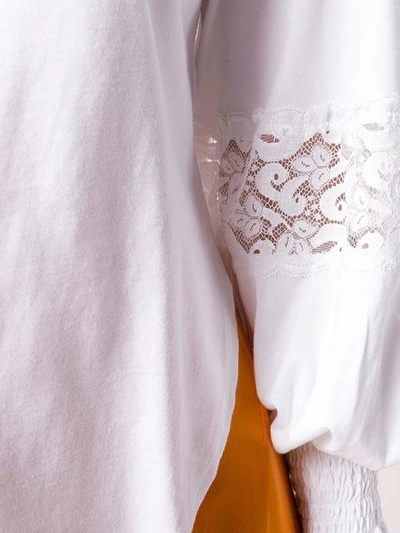 lace insert balloon sleeve blouse