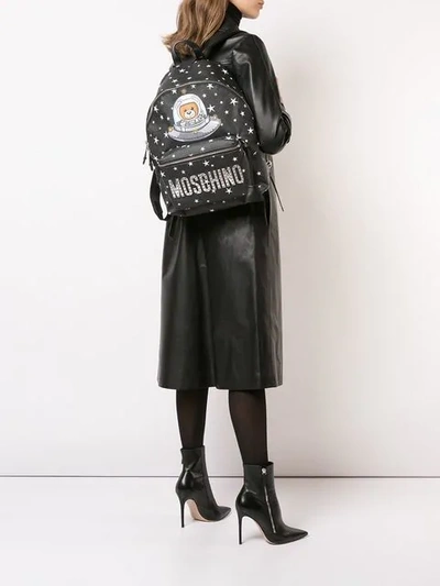 Shop Moschino Space Teddy Backpack - Black