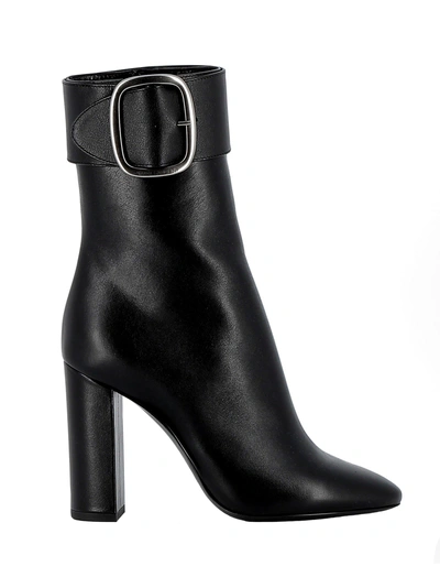 Shop Saint Laurent Black Leather Ankle Boots