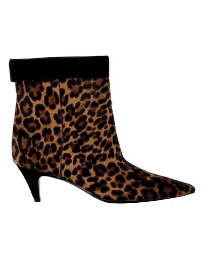 Shop Saint Laurent Leopard Pony Hair Ankle Boots In Multicolor