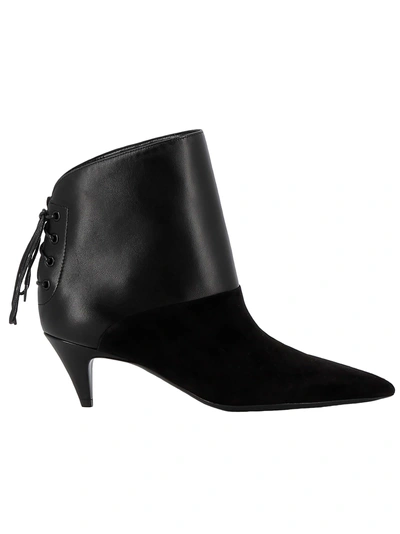 Shop Saint Laurent Black Leather/suede Ankle Boots