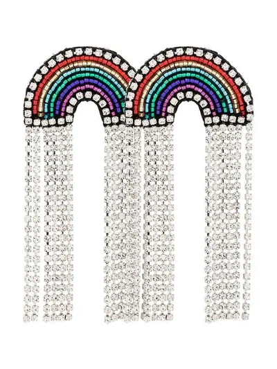 Shop Venessa Arizaga Multicoloured Rainbow Crystal And Rhinestone Earrings