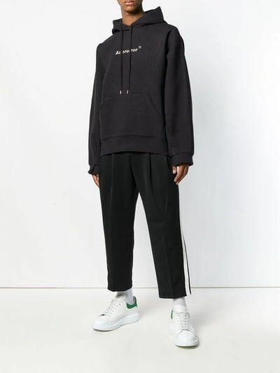 Shop Ader Error Oversized Logo Hoodie In Grey