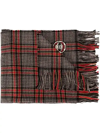 Shop Gucci Check Pattern Scarf In Red