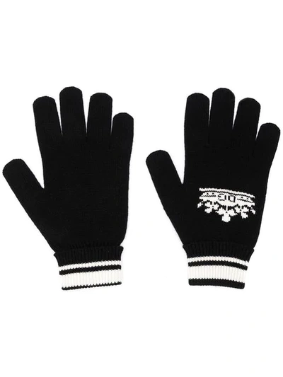 Shop Dolce & Gabbana Crown Logo Intarsia Gloves In Black